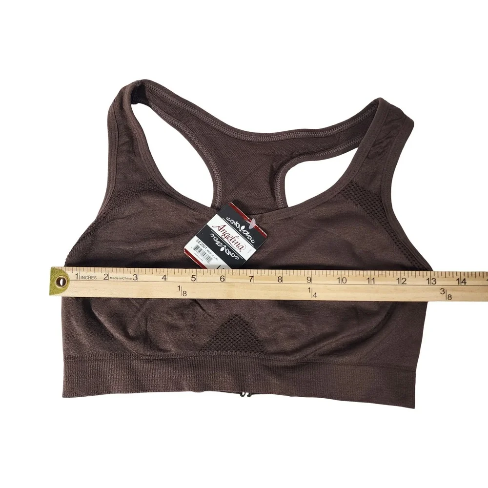 Angelina Brown Racerback Sports Bra‎ Mesh Seamless SE2001 Mens L/XL NEW
